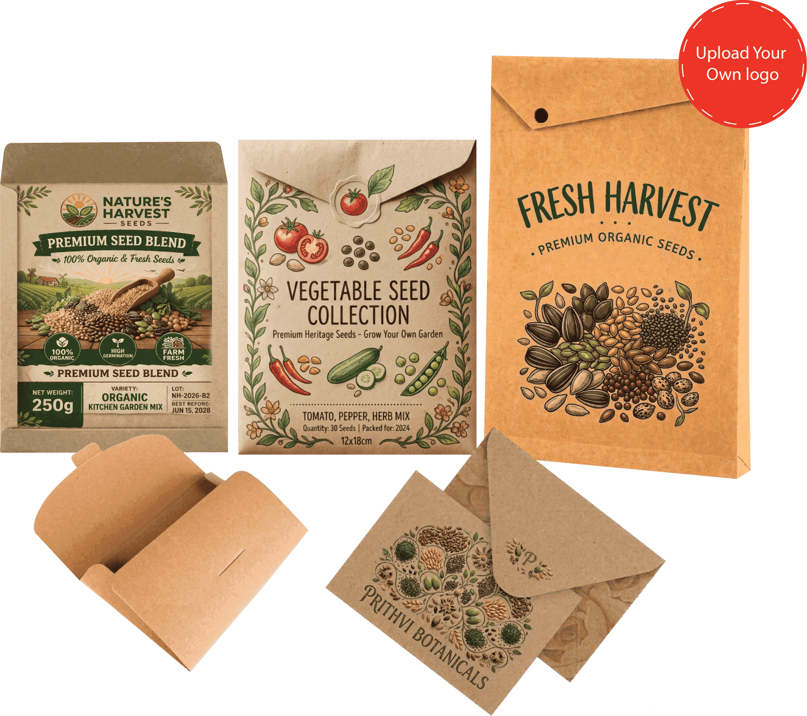 brown seed envelopes