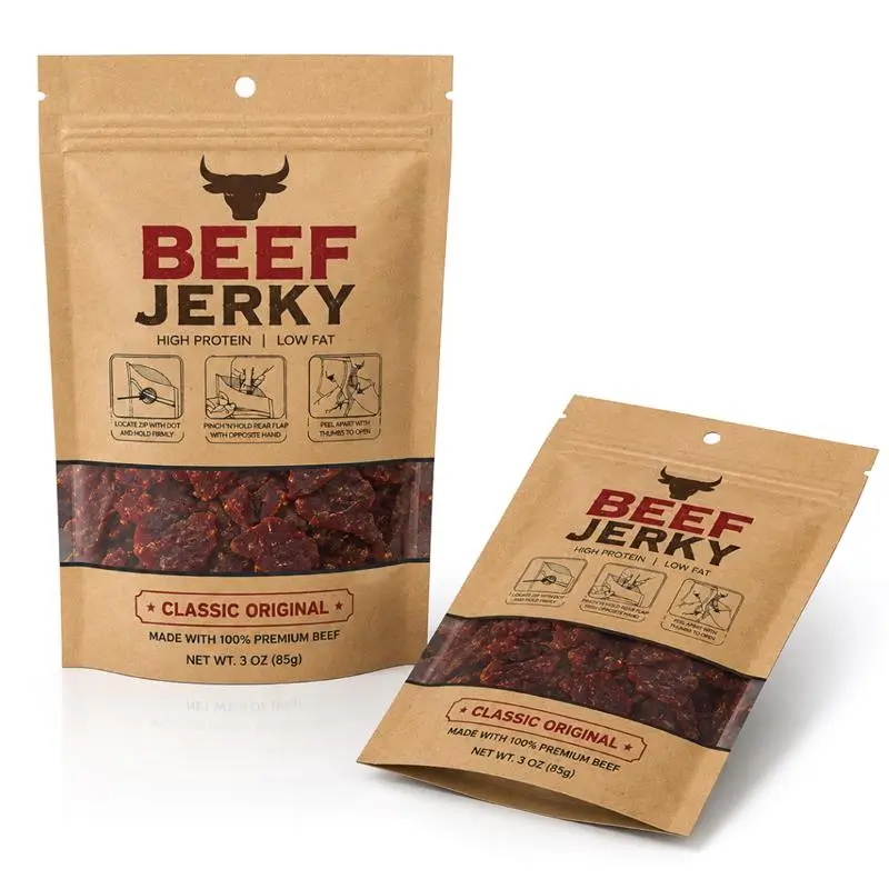 Custom Child Resistant Beef Jerky Pouches With Secure Closures And Durable Packaging