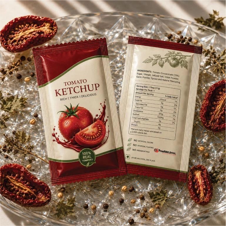 custom ketchup of packet