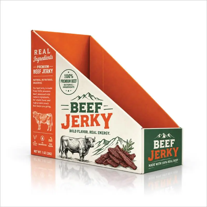 Display Boxes For Beef Jerky With Clear Product Visibility