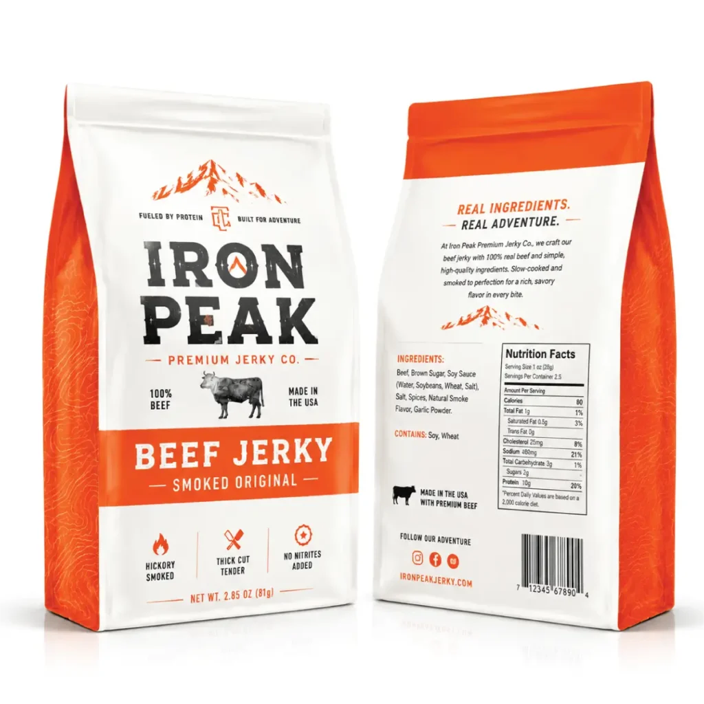 Custom Side-Gusset Beef Jerky Pouches With Portable Packaging And Shelf Presentation