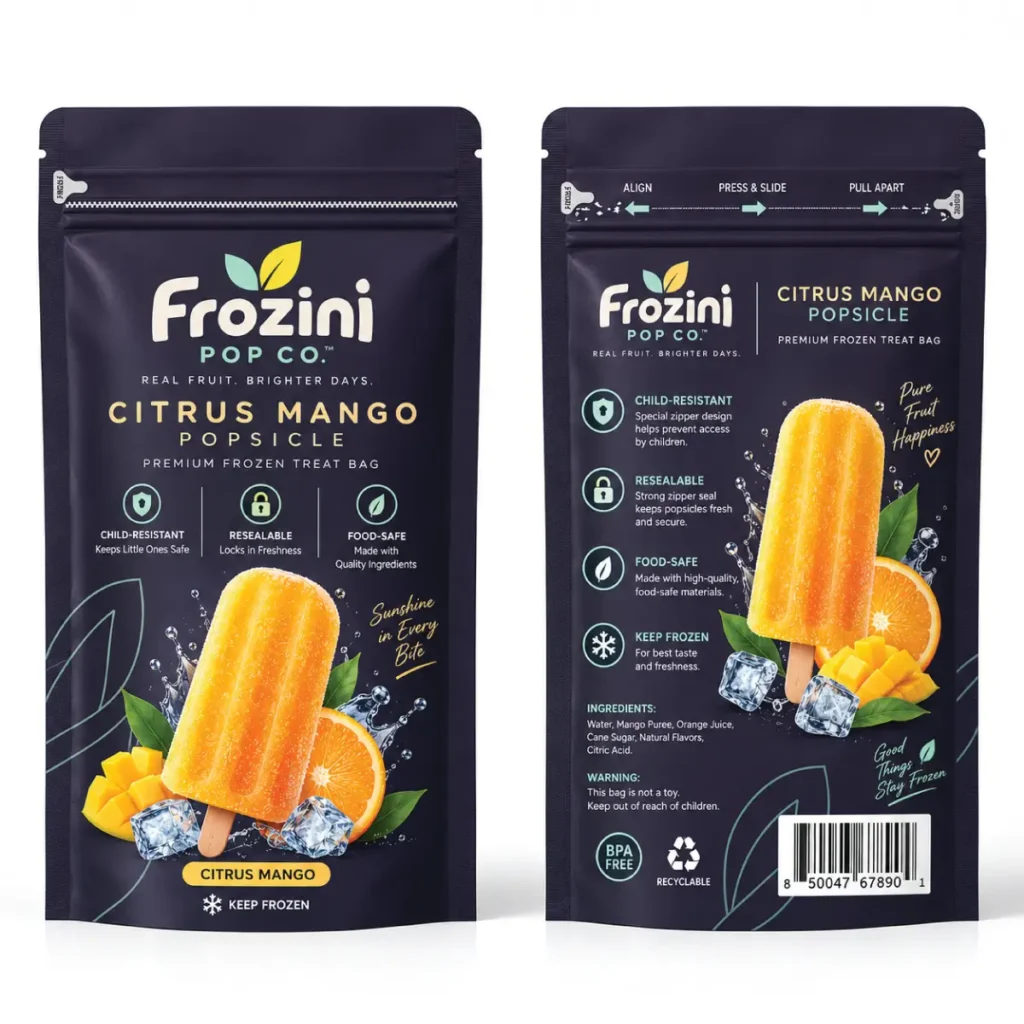 Child-Resistant Popsicle Plastic Bags with secure closures