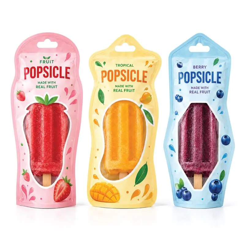 Custom Die-Cut Popsicle Bags with Custom Shapes and Printed Designs
