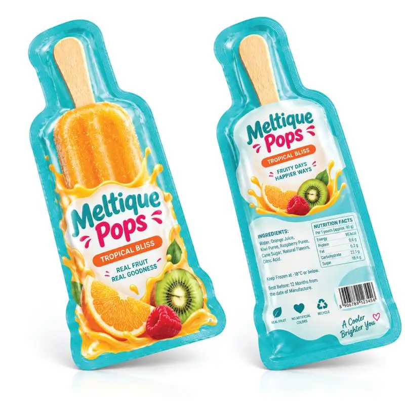 Die-Cut Popsicle Plastic Bags with custom shapes and designs