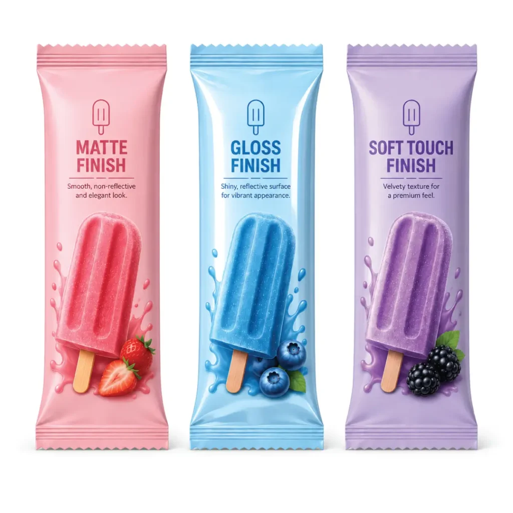 Finishing Options For Ice Cream Popsicle Plastic Bags