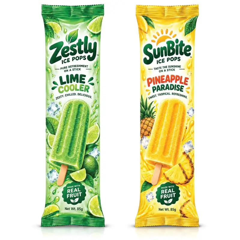 Flat Popsicle Wrappers For Compact Individual Packaging