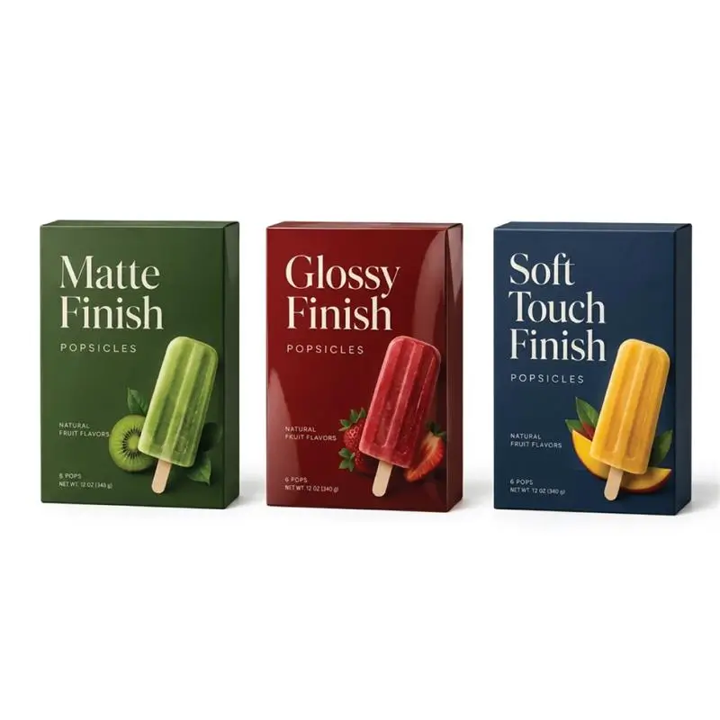 Custom Popsicle Boxes With Matte, Glossy, Spot UV, Embossed And Soft-Touch Finishes