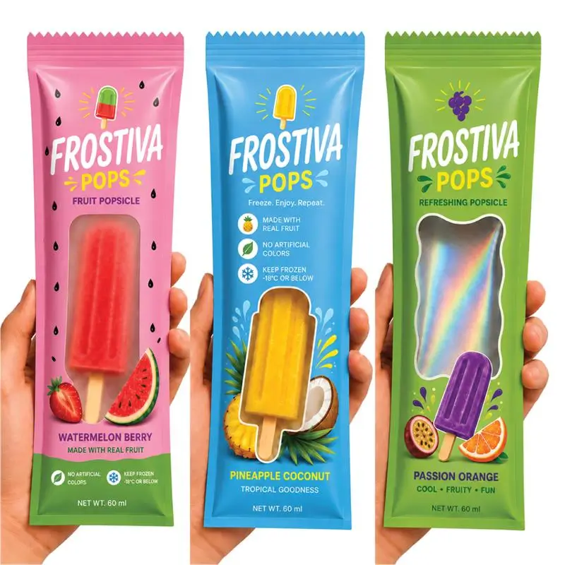 Popsicle wrappers with clear window cut-outs