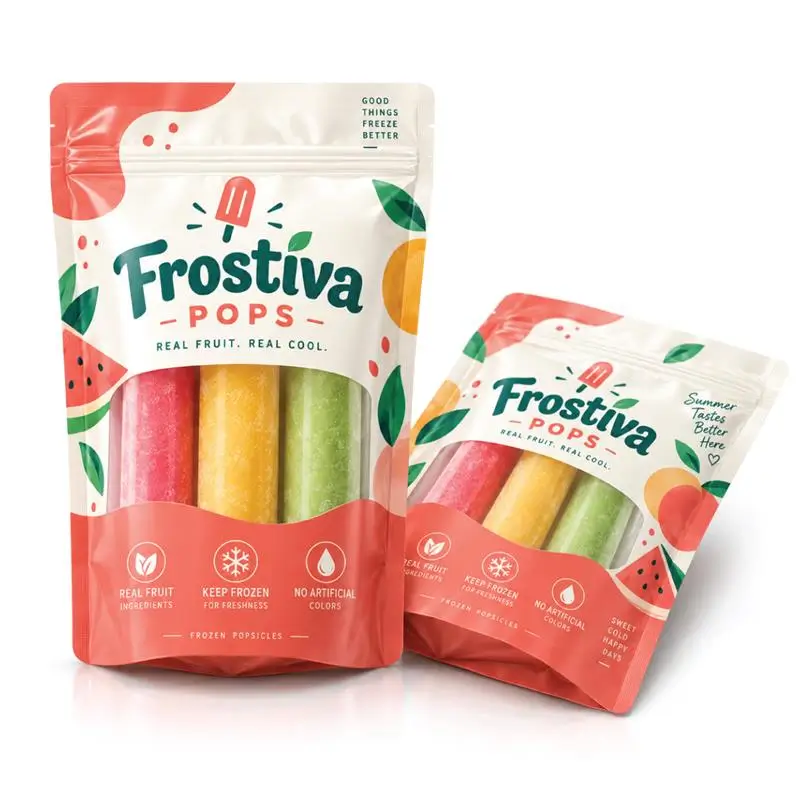 Stand-Up Popsicle Plastic Bags with secure closures