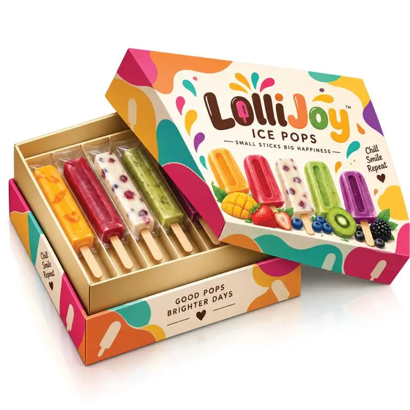 Two-Piece Popsicle Boxes With Separate Base And Lid