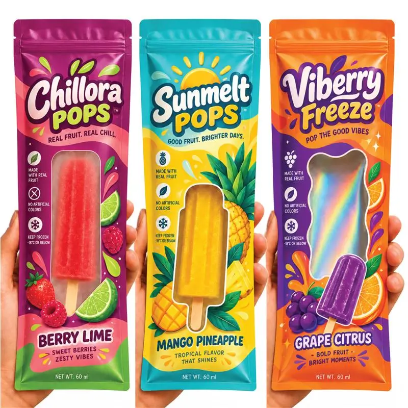 Window Cut-Outs For Clear Popsicle Plastic Packaging Bags