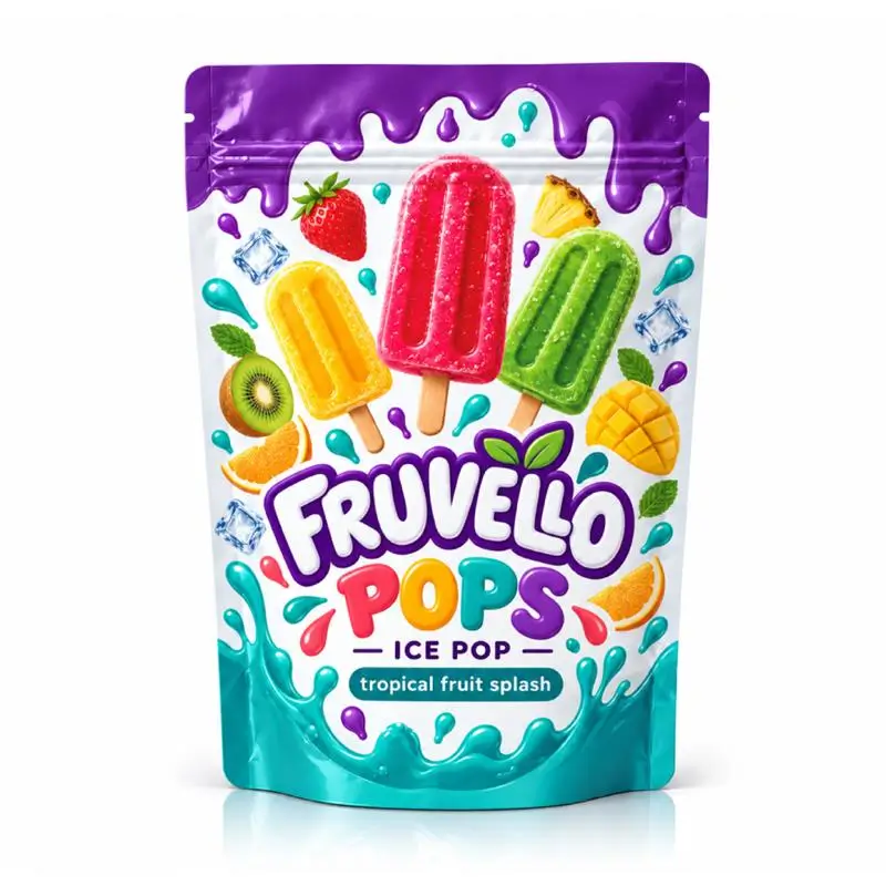 Custom Zip Ice Popsicle Bags With Resealable Closure