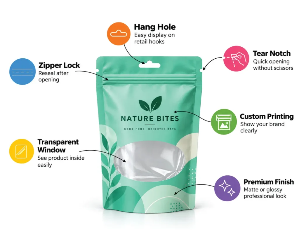 Custom Doypack Features and Packaging Customization Options