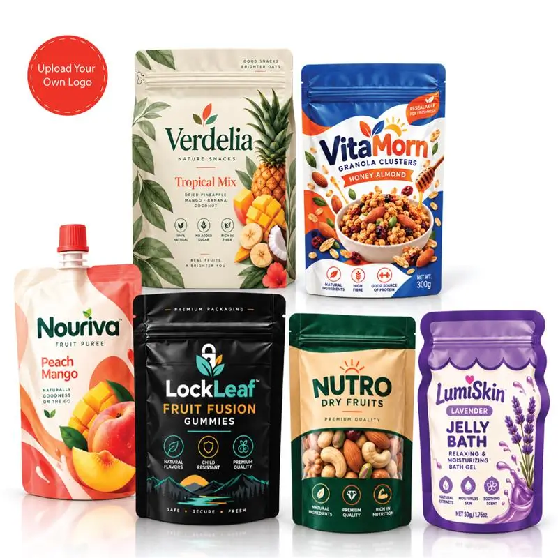 Custom Doypack With Printed Designs And Flexible Packaging Materials