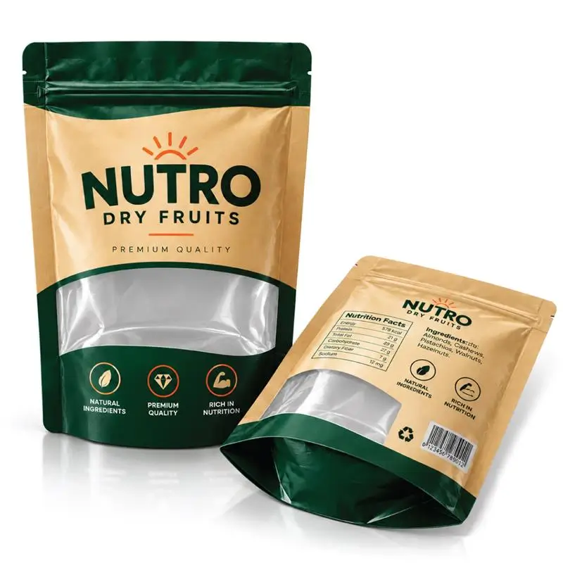 Custom Window Doypack With Product Visibility And Printed Designs