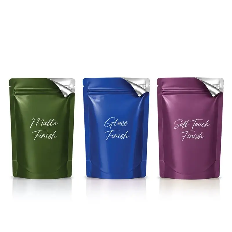 Finishing Options for Sachet Doypack with Matte and Soft-Touch Effects